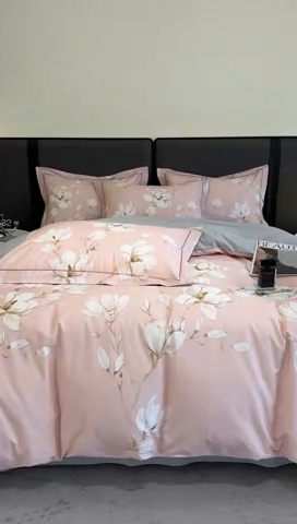 91家纺网 家纺一手货源 找家纺 乐蔻家纺 2025新款全棉13376数码印花四件套 云阁栖香 粉