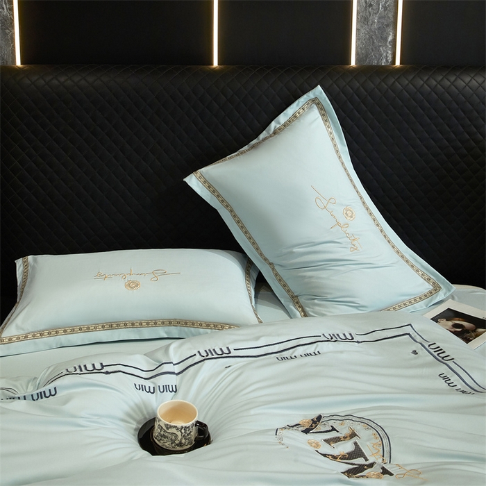 91家纺网 家纺一手货源 找家纺 （总）佳宇轩 2025爆款水洗棉五彩刺绣四件套简约轻奢织带绣花床单床笠被罩4件套-简约时代