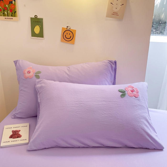 91家纺网 家纺一手货源 找家纺 优卡迪家纺馆 2025新款水洗棉毛巾绣四件套（下载文件夹包含买家秀） 国色天香-浅紫