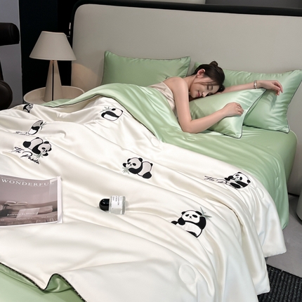 91家纺网 家纺一手货源 找家纺 （总）鑫顺欣 2025新款水洗冰丝刺绣麻绳系列凉感夏被四件套夏凉被