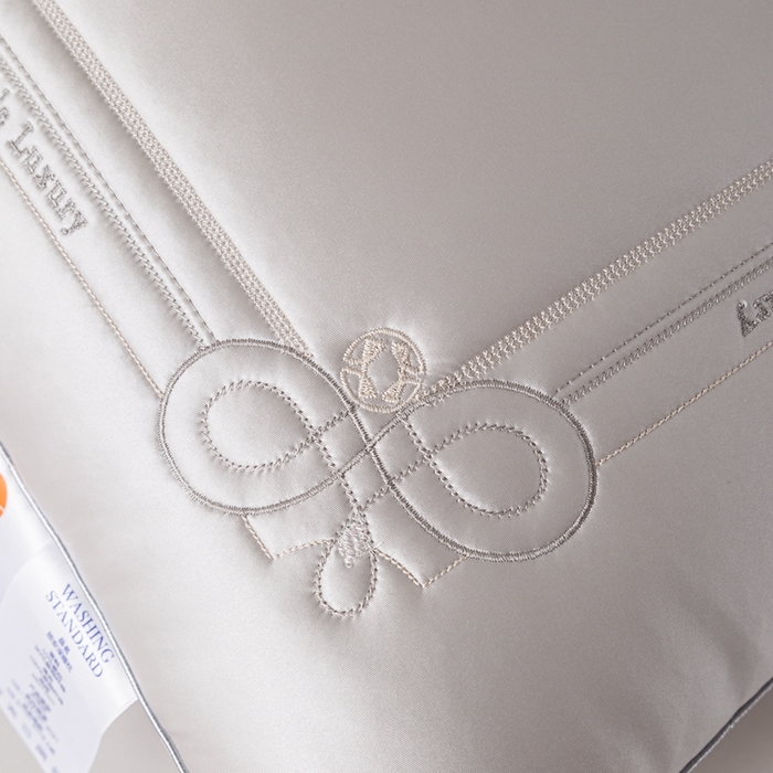 91家纺网 家纺一手货源 找家纺 2025新款婚庆枕芯 同心结缘-灰乳胶枕