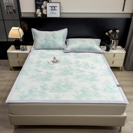 91家纺网 家纺一手货源 找家纺 （总）倾慕家纺 2025新款简约PE50提花凉感席席子凉席-床席款