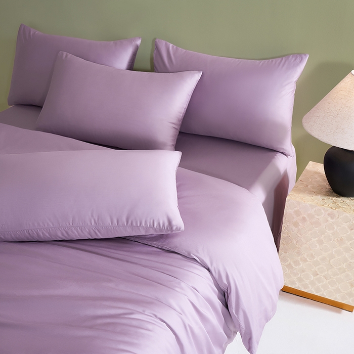 91家纺网 家纺一手货源 找家纺 闲鱼家纺 2025新款亲肤舒适60S黑标A类全棉纯色四件套单被套单床笠-风格一单被套单床笠-风格二 木槿紫