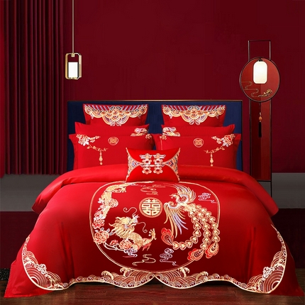 91家纺网 家纺一手货源 找家纺 甜咪咪婚庆 2025新款纯棉全棉面料刺绣结婚 婚庆 四件套 多件套  小红书推荐热款