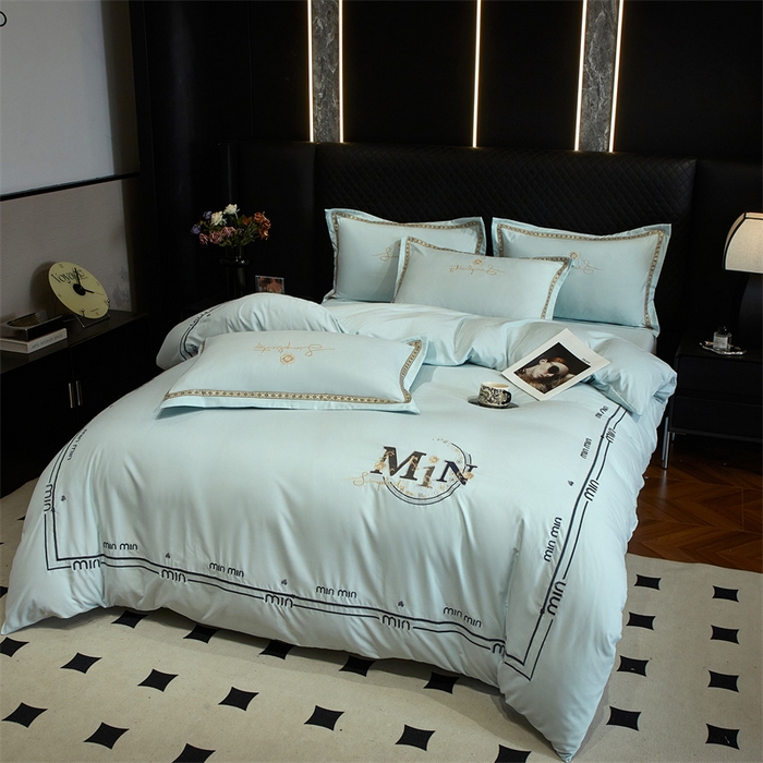 91家纺网 家纺一手货源 找家纺 （总）佳宇轩 2025爆款水洗棉五彩刺绣四件套简约轻奢织带绣花床单床笠被罩4件套-简约时代