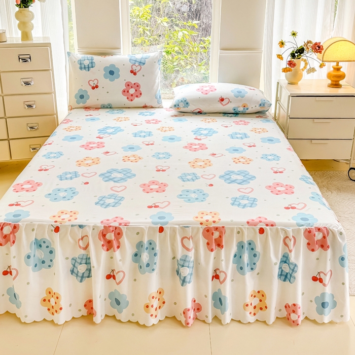 91家纺网 家纺一手货源 找家纺 莎臣豹 2025新款植物羊绒单品单件单床裙可配床裙三件套 萌萌甜心