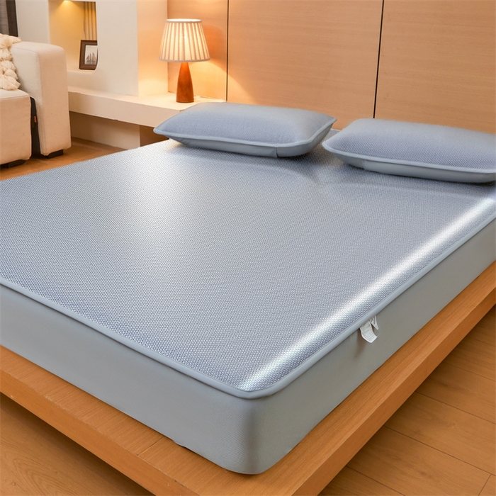 91家纺网 家纺一手货源 找家纺 （总）2025夏季新品纯色冰藤床笠三件套凉感冰丝床笠席子单件床罩