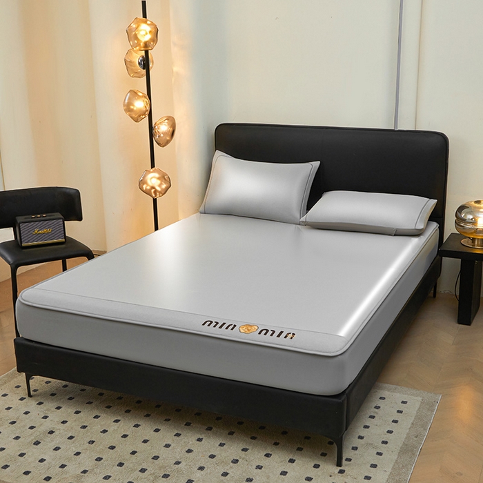 91家纺网 家纺一手货源 找家纺 全季家居 2025新款全季家居5A抗菌min系列凉感冰丝席 床笠-银灰