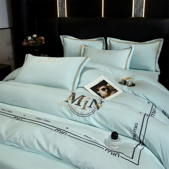 91家纺网 家纺一手货源 找家纺 （总）佳宇轩 2025爆款水洗棉五彩刺绣四件套简约轻奢织带绣花床单床笠被罩4件套-简约时代