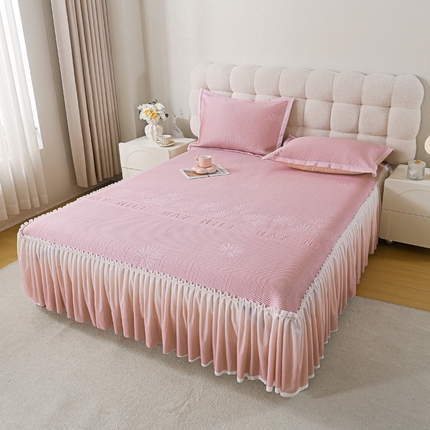 91家纺网 家纺一手货源 找家纺 （总）2025新款叶语时光冰丝软凉席床裙款