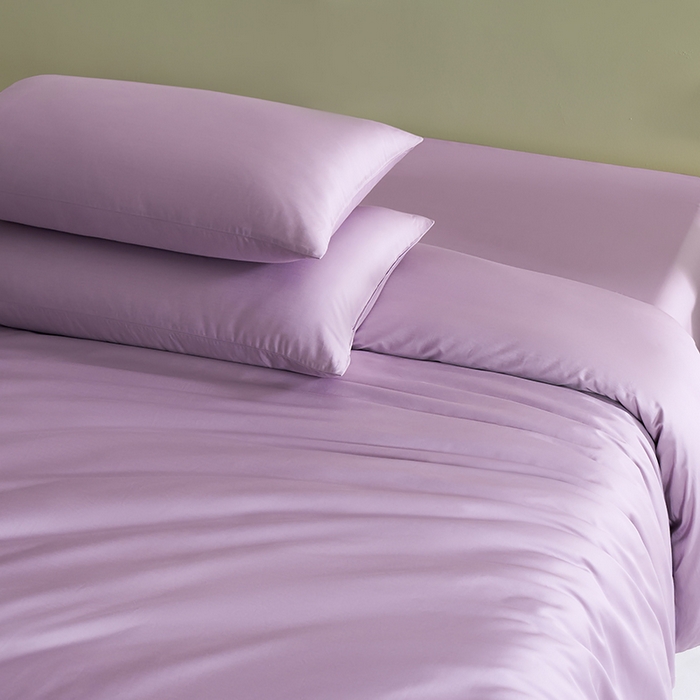 91家纺网 家纺一手货源 找家纺 闲鱼家纺 2025新款亲肤舒适60S黑标A类全棉纯色四件套单被套单床笠-风格一单被套单床笠-风格二 木槿紫