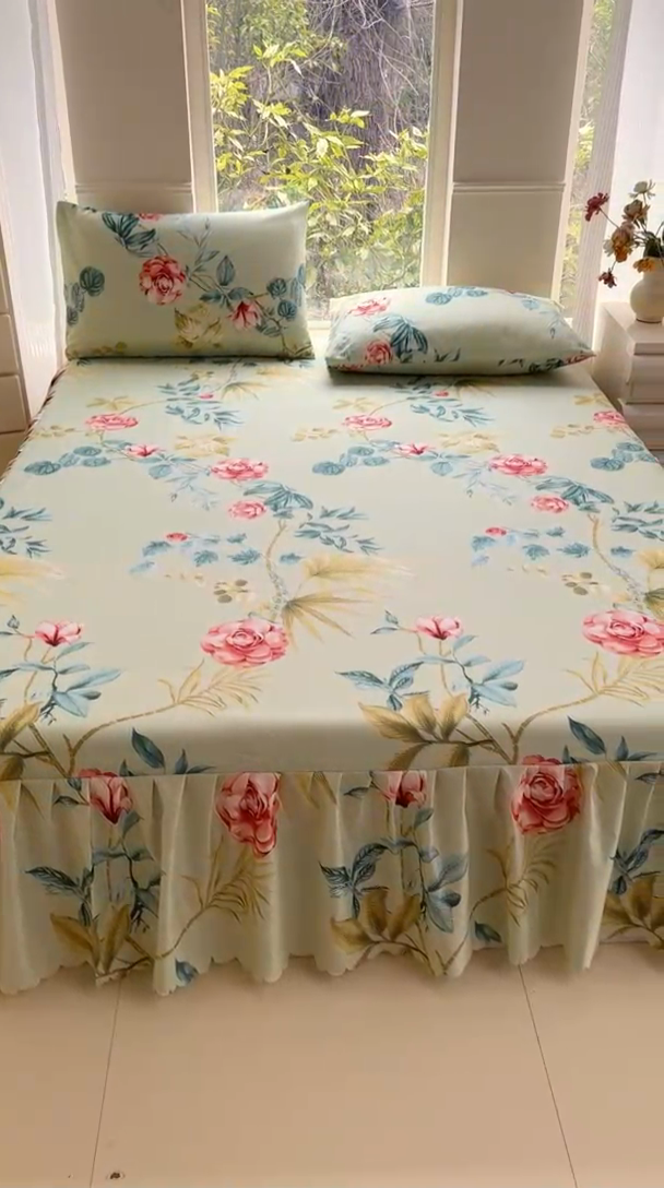 91家纺网 家纺一手货源 找家纺 莎臣豹 2025新款植物羊绒单品单件单床裙可配床裙三件套 如沐春风