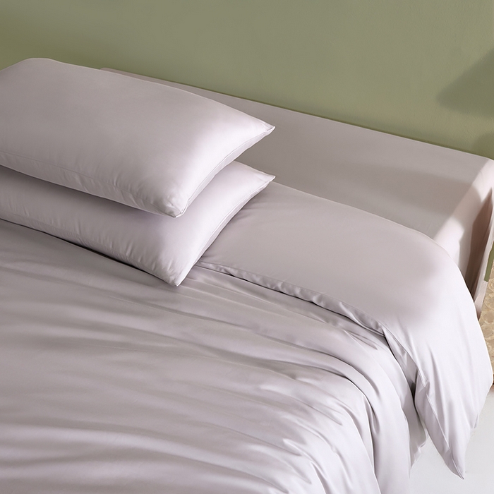 91家纺网 家纺一手货源 找家纺 闲鱼家纺 2025春夏新款小黑标60全棉纯棉四件套系列场景2 单被套被套单件 浅松灰