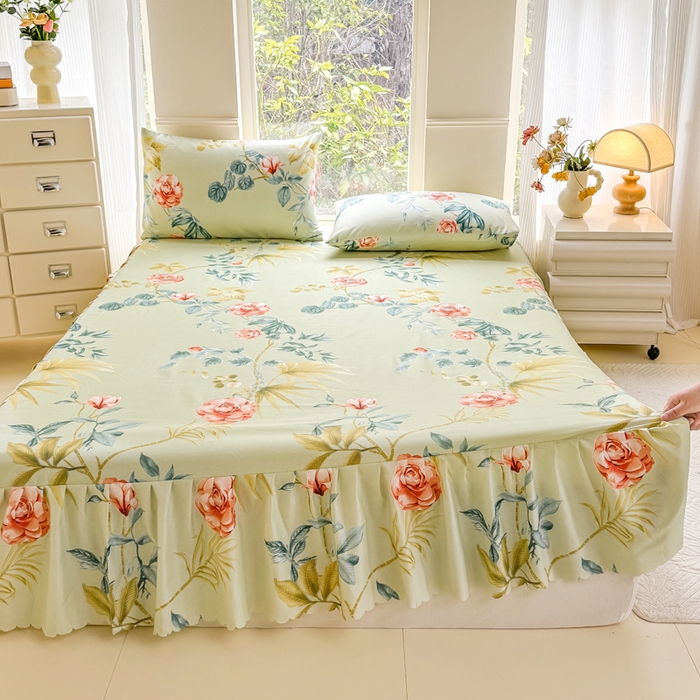 91家纺网 家纺一手货源 找家纺 莎臣豹 2025新款植物羊绒单品单件单床裙可配床裙三件套 如沐春风