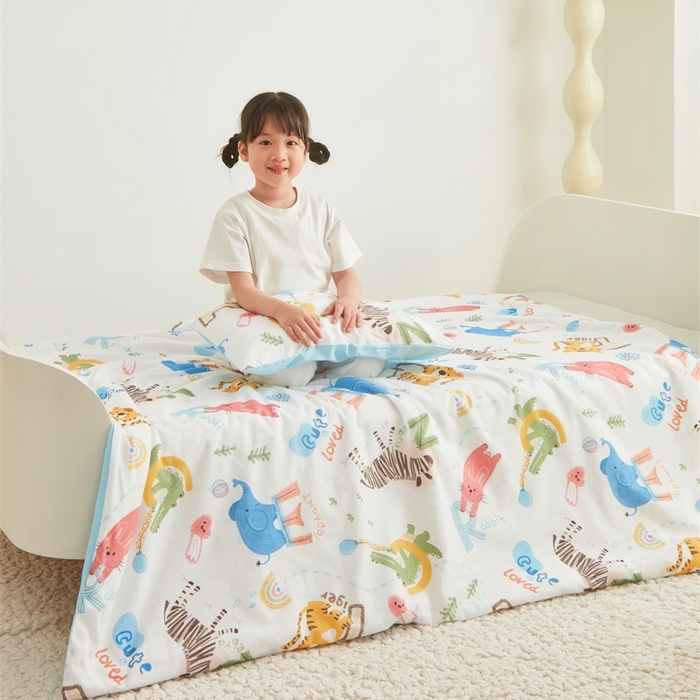 91家纺网 家纺一手货源 找家纺 艾佳宝贝 2025新款A类儿童全棉多功能单被套 动物的世界