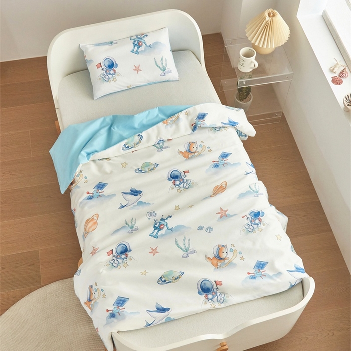 91家纺网 家纺一手货源 找家纺 艾佳宝贝 2025新款A类儿童全棉多功能单被套可拆式夏被四季被子 太空飞行
