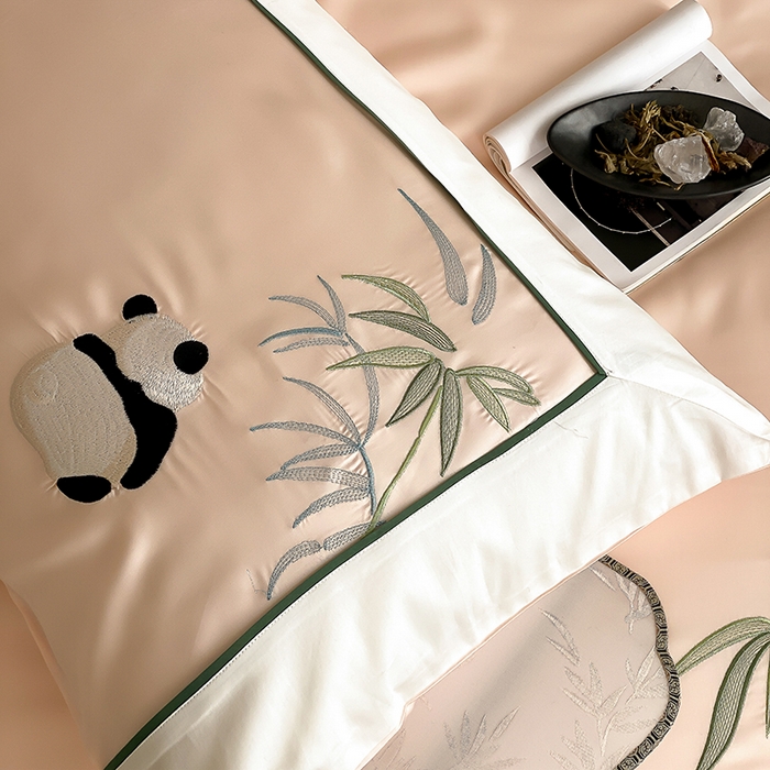 91家纺网 家纺一手货源 找家纺 （总）MIU缪家居 2025新款60支兰精天丝四件套-熊猫与竹