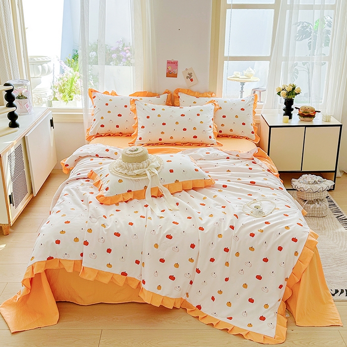 91家纺网 家纺一手货源 找家纺 佳一家纺 2025新款亲肤水洗棉夏被 小南瓜