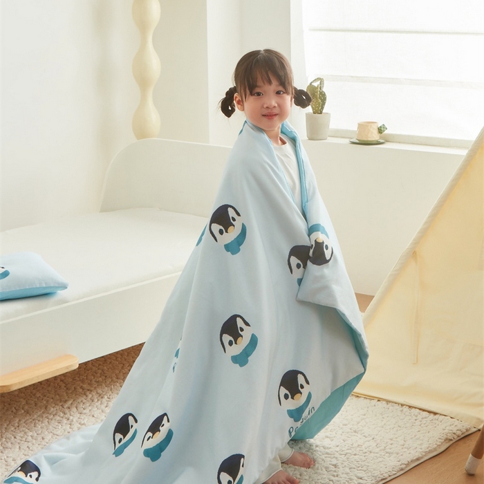 91家纺网 家纺一手货源 找家纺 艾佳宝贝 2025新款A类儿童全棉多功能单被套 乖萌小企鹅