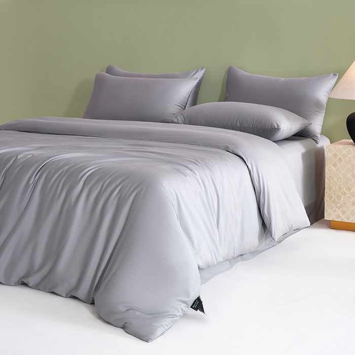 91家纺网 家纺一手货源 找家纺 闲鱼家纺 2025新款亲肤舒适60S黑标A类全棉纯色四件套单被套单床笠-风格一单被套单床笠-风格二 星辰灰