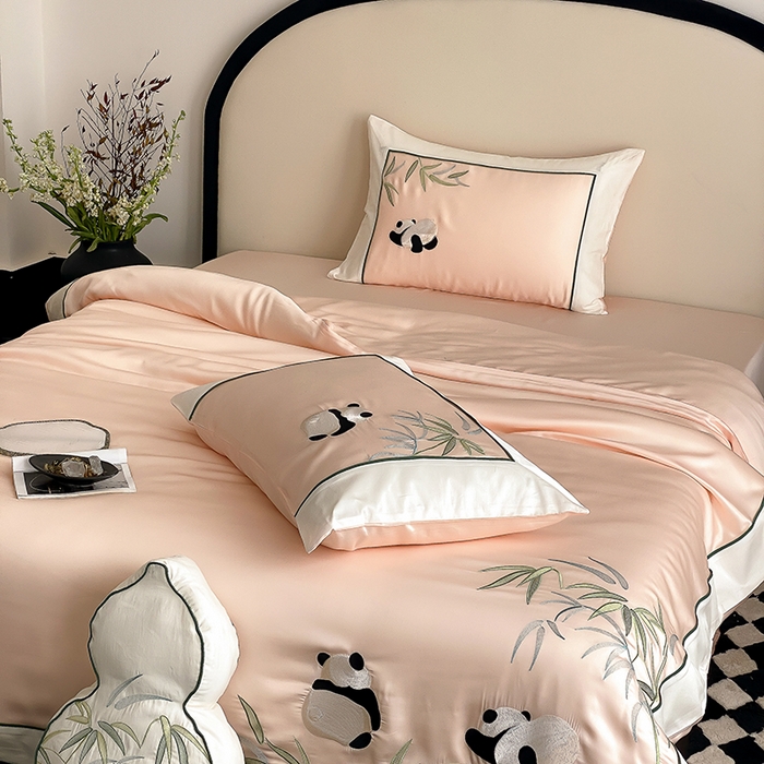 91家纺网 家纺一手货源 找家纺 （总）MIU缪家居 2025新款60支兰精天丝四件套-熊猫与竹