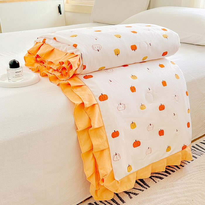 91家纺网 家纺一手货源 找家纺 佳一家纺 2025新款亲肤水洗棉夏被 小南瓜