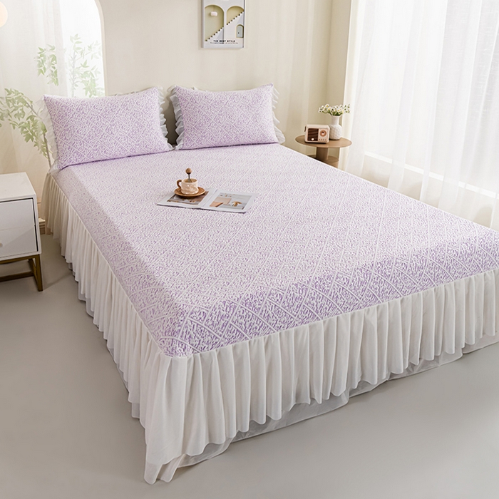 91家纺网 家纺一手货源 找家纺 叠派家纺 2025新款5A抗菌雅致床裙款三件套 雅致床裙款-冰紫