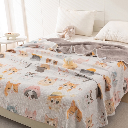 91家纺网 家纺一手货源 找家纺 （总）乐家毛巾被（工厂自产自销） 2025春夏新款三层全棉纯棉印花毛巾被