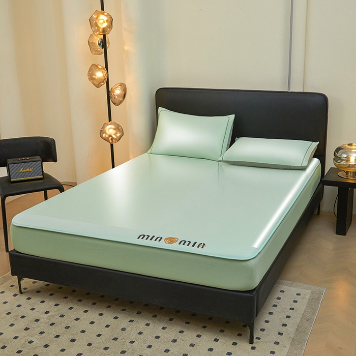 91家纺网 家纺一手货源 找家纺 全季家居 2025新款全季家居5A抗菌min系列凉感冰丝席 床笠-水绿