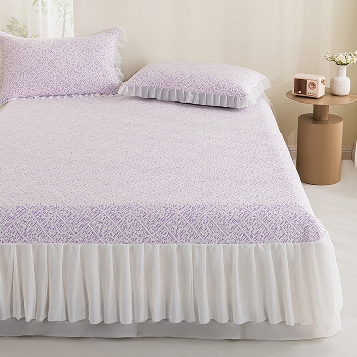 91家纺网 家纺一手货源 找家纺 叠派家纺 2025新款5A抗菌雅致床裙款三件套 雅致床裙款-冰紫