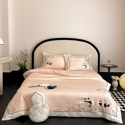 91家纺网 家纺一手货源 找家纺 （总）MIU缪家居 2025新款60支兰精天丝四件套-熊猫与竹