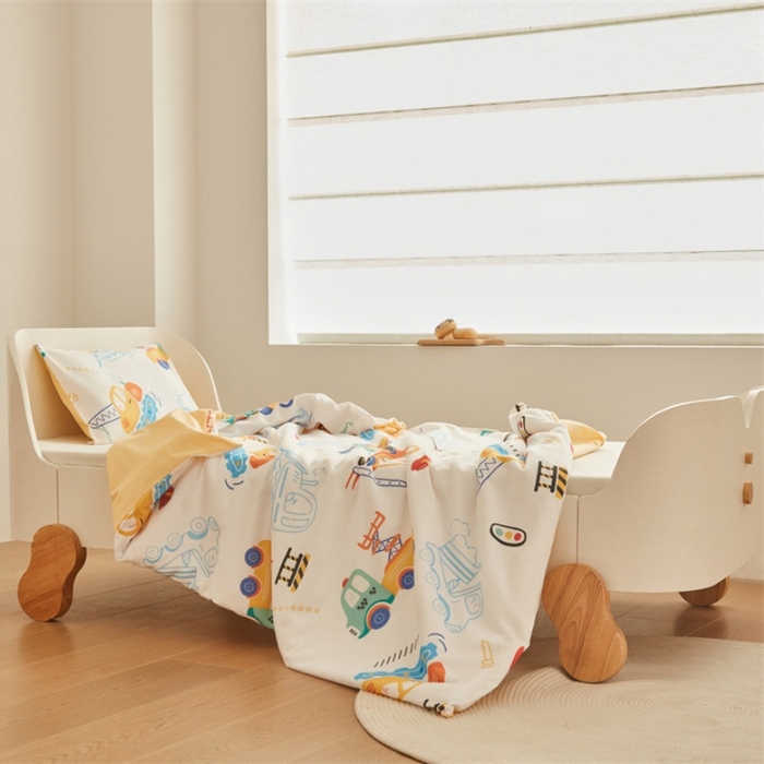 91家纺网 家纺一手货源 找家纺 艾佳宝贝 2025新款A类儿童全棉多功能单被套 工程小车