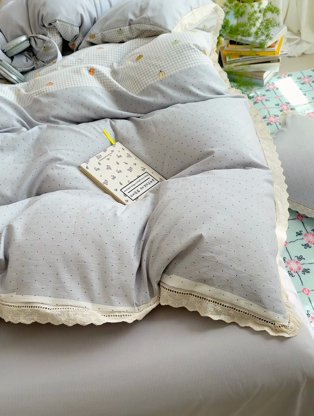 91家纺网 家纺一手货源 找家纺 竹合家纺 2025新款春日碎花法式镂空花边款式提花皱皱四件套 法式-晨曦