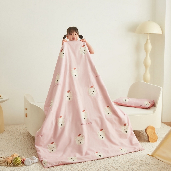 91家纺网 家纺一手货源 找家纺 艾佳宝贝 2025新款A类儿童全棉多功能单被套可拆式夏被四季被子 乖萌小狗