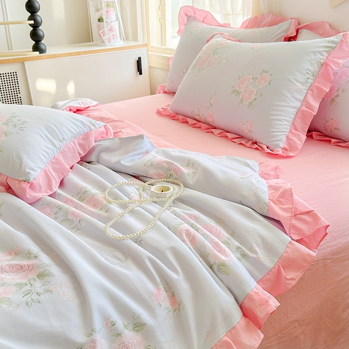 91家纺网 家纺一手货源 找家纺 佳一家纺 2025新款亲肤水洗棉夏被 倾城之恋