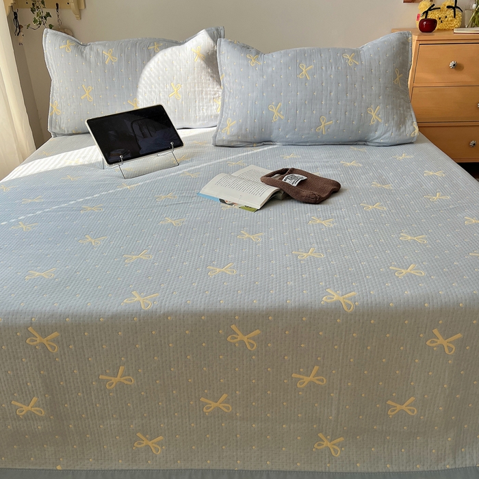 91家纺网 家纺一手货源 找家纺 （总）桃喜 2025新款A类全棉三层纱布提花多功能夏被盖毯床盖枕巾