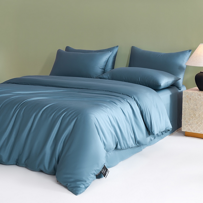 91家纺网 家纺一手货源 找家纺 闲鱼家纺 2025新款亲肤舒适60S黑标A类全棉纯色四件套单被套单床笠-风格一单被套单床笠-风格二 北欧蓝