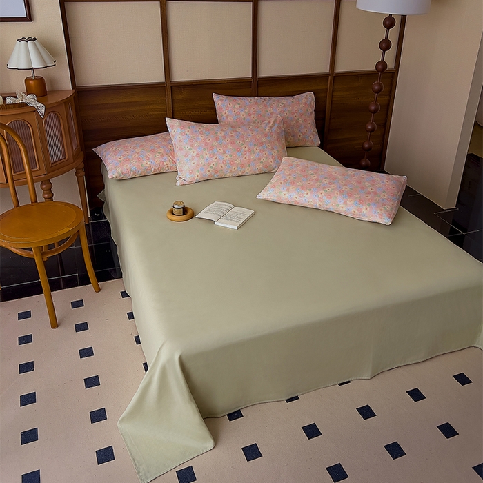 91家纺网 家纺一手货源 找家纺 优品阁  2025新款A类全棉有氧双层纱四件套 余香