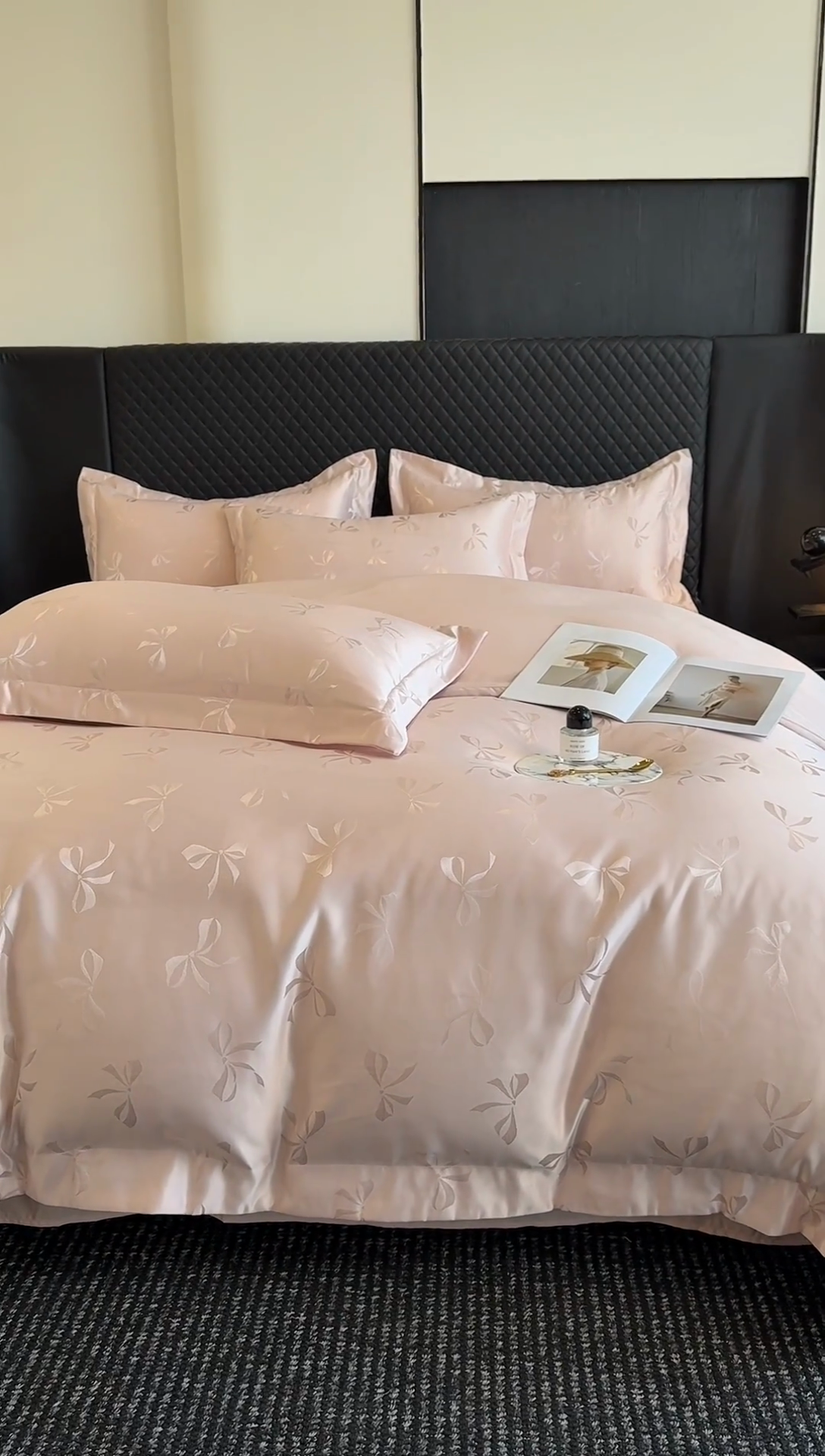 91家纺网 家纺一手货源 找家纺 狂想家 2025新款高奢提花水洗天丝系列四件套 情结轻奢粉