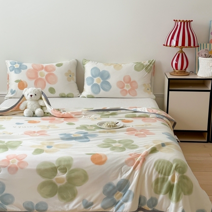 觅糖家纺 2025新款软糯针织云柔大豆夏被 花梦