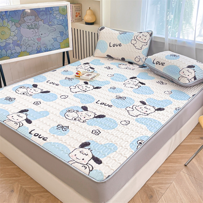 91家纺网 家纺一手货源 找家纺 布卢姆床垫 2025新款5mmA类乳胶凉席床笠套件夏被组合 调皮小狗