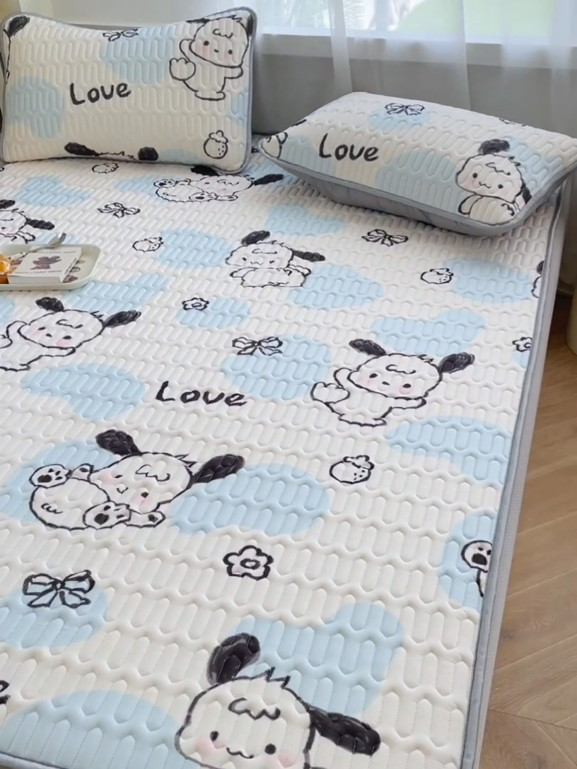 91家纺网 家纺一手货源 找家纺 布卢姆床垫 2025新款5mmA类乳胶凉席床笠套件夏被组合 调皮小狗