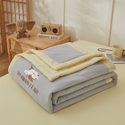 91家纺网 家纺一手货源 找家纺 （总）西域种棉人·千百笠 2025新款A类100%新疆棉花夏凉被纯棉全棉填充毛巾绣绣花纯色双拼原棉空调被夏被