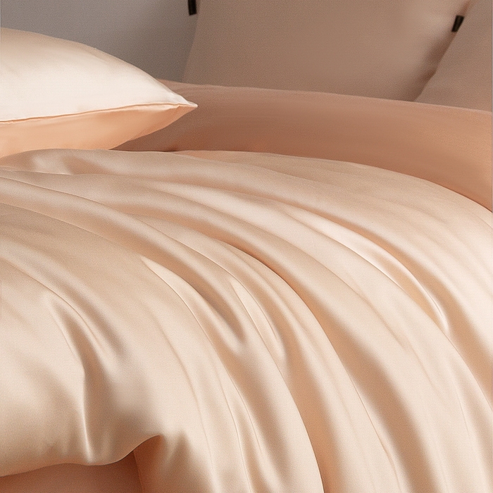 91家纺网 家纺一手货源 找家纺 云栖家居 202560支兰精天丝纯拼色四件套 芝芝白桃