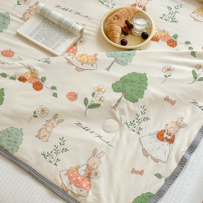 91家纺网 家纺一手货源 找家纺 觅糖家纺 2025新款软糯针织云柔大豆夏被 春天里