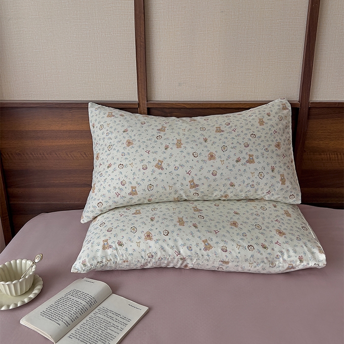 91家纺网 家纺一手货源 找家纺 优品阁  2025新款A类全棉有氧双层纱四件套 萌宠花园