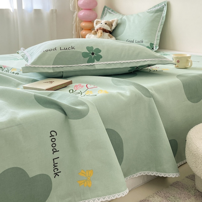 91家纺网 家纺一手货源 找家纺 新印象  2025新款花边老粗布床单款床笠款三件套怦然心动