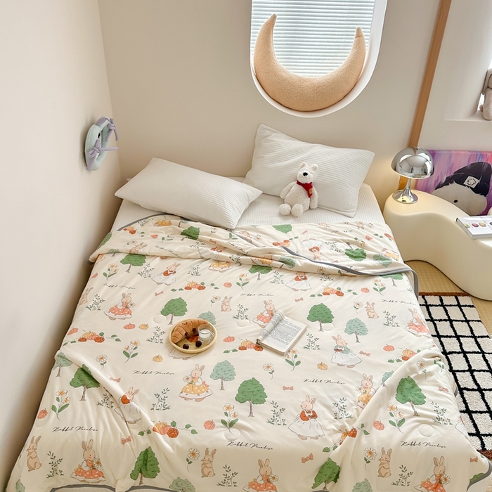 91家纺网 家纺一手货源 找家纺 觅糖家纺 2025新款软糯针织云柔大豆夏被 春天里