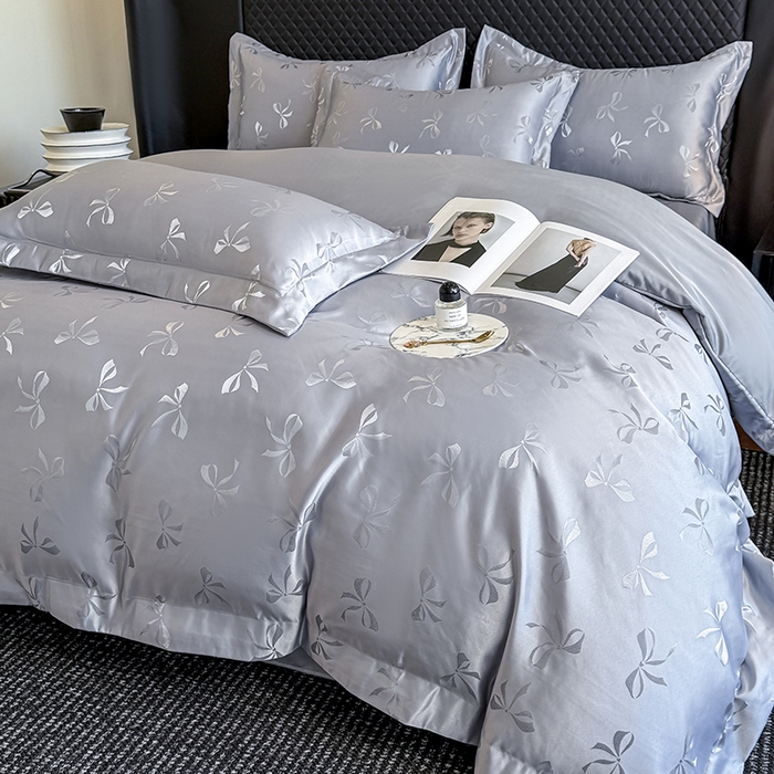 91家纺网 家纺一手货源 找家纺 狂想家 2025新款高奢提花水洗天丝系列四件套 情结高级灰