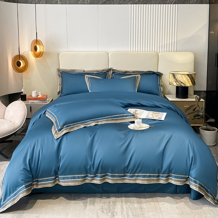 91家纺网 家纺一手货源 找家纺 瑞驰家纺 2025新款长绒棉纯棉绣花四件套--千寻系列 千寻-盛世兰